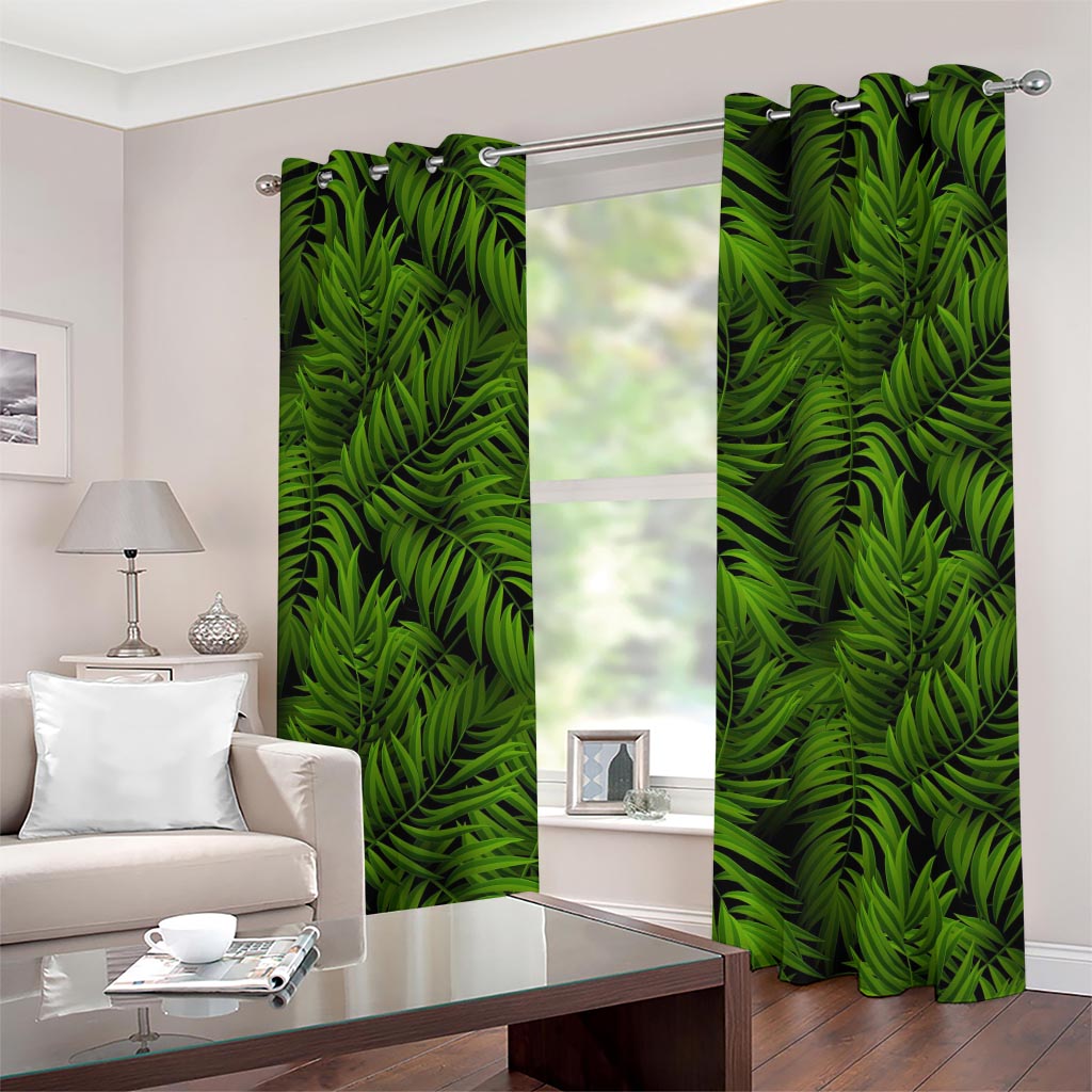 Night Tropical Palm Leaf Pattern Print Grommet Curtains