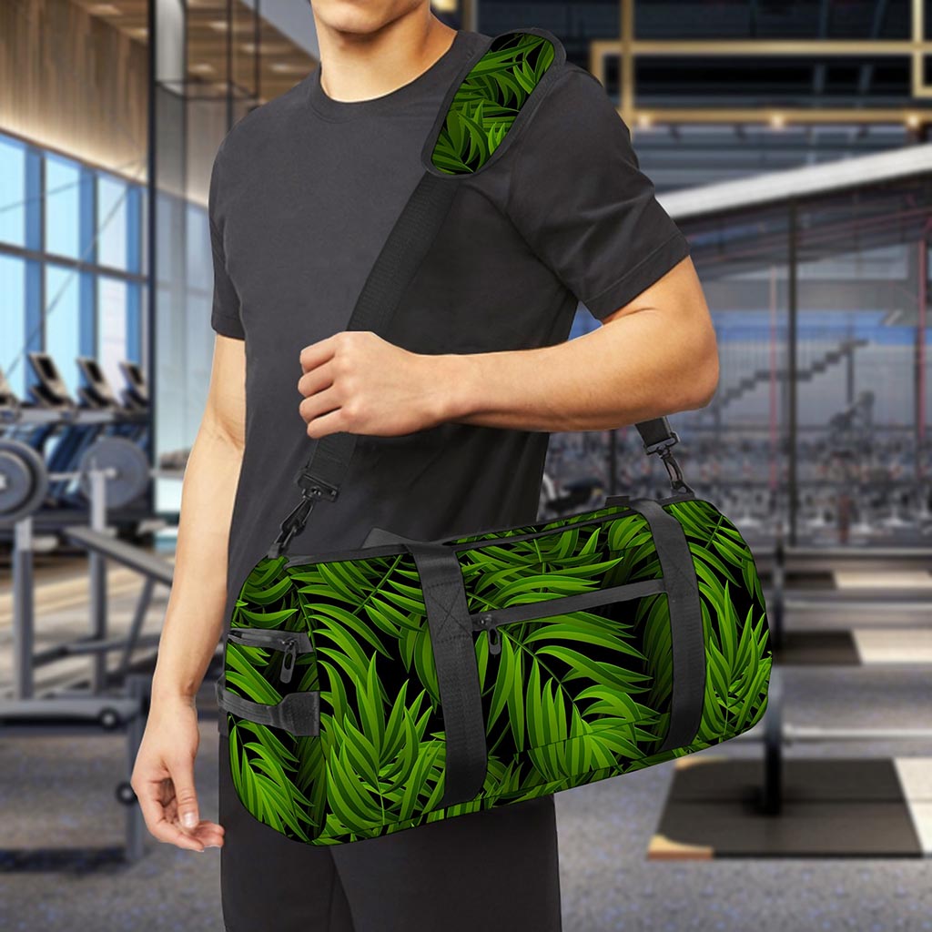 Night Tropical Palm Leaf Pattern Print Gym Bag