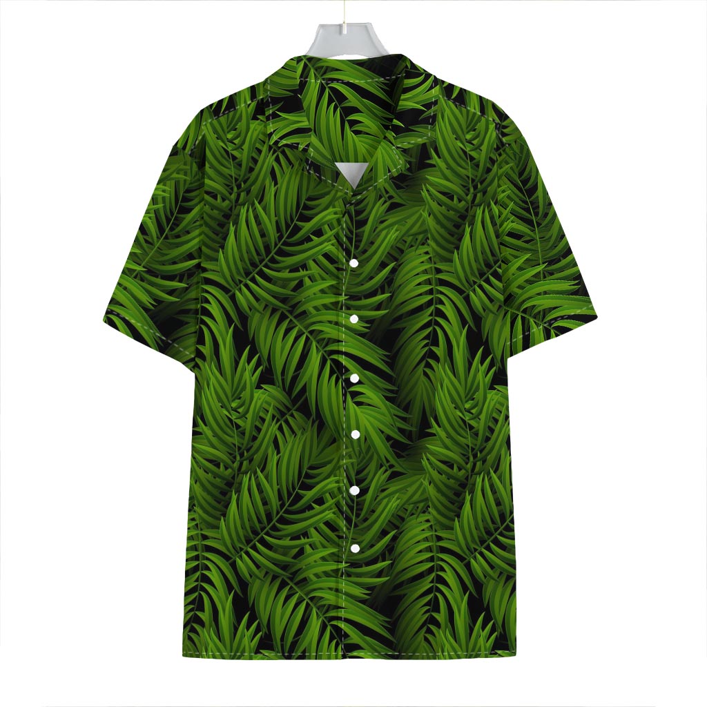Night Tropical Palm Leaf Pattern Print Hawaiian Shirt