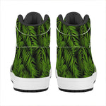 Night Tropical Palm Leaf Pattern Print High Top Leather Sneakers