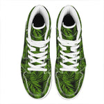 Night Tropical Palm Leaf Pattern Print High Top Leather Sneakers