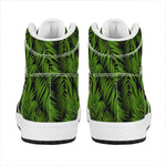 Night Tropical Palm Leaf Pattern Print High Top Leather Sneakers