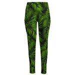 Night Tropical Palm Leaf Pattern Print High-Waisted Pocket Leggings