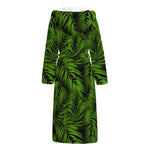Night Tropical Palm Leaf Pattern Print Hooded Bathrobe