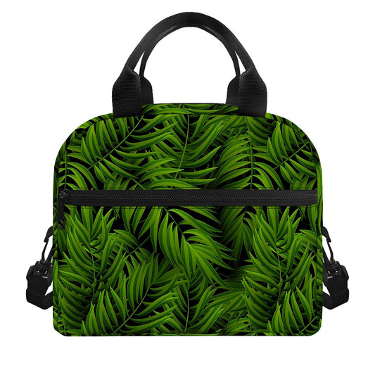 Night Tropical Palm Leaf Pattern Print Insulated Lunch Bag