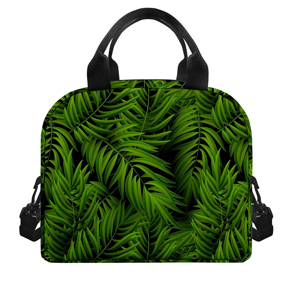 Night Tropical Palm Leaf Pattern Print Insulated Lunch Bag