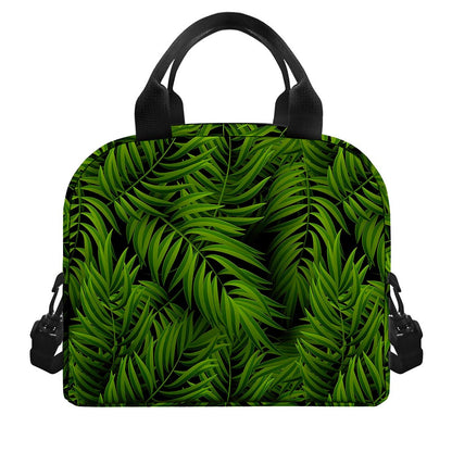 Night Tropical Palm Leaf Pattern Print Insulated Lunch Bag