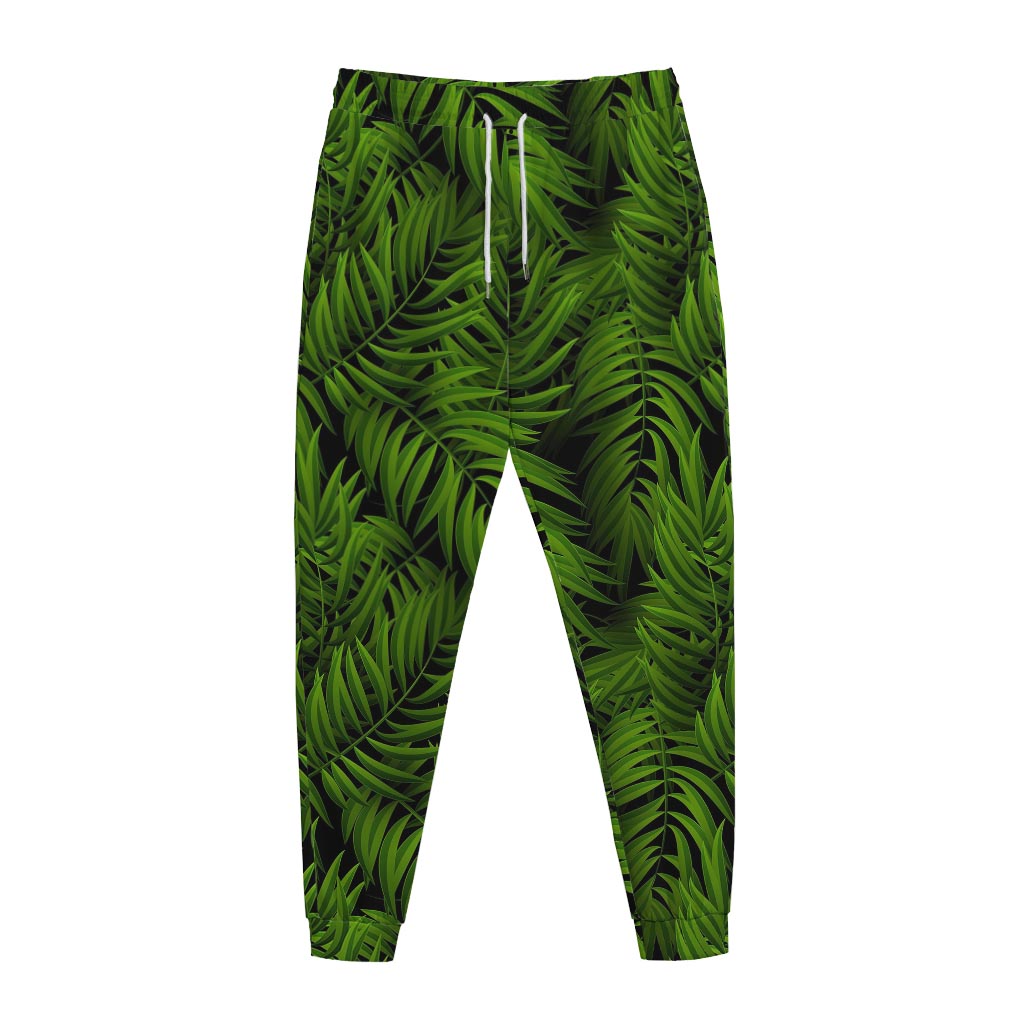 Night Tropical Palm Leaf Pattern Print Jogger Pants