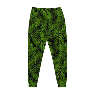 Night Tropical Palm Leaf Pattern Print Jogger Pants