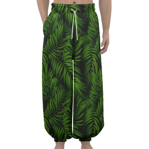 Night Tropical Palm Leaf Pattern Print Lantern Pants