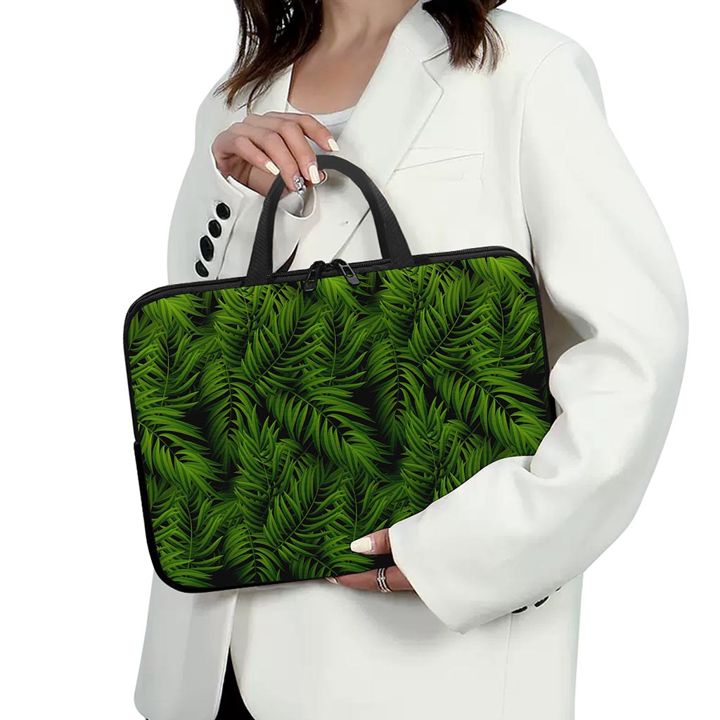 Night Tropical Palm Leaf Pattern Print Laptop Sleeve With Handle