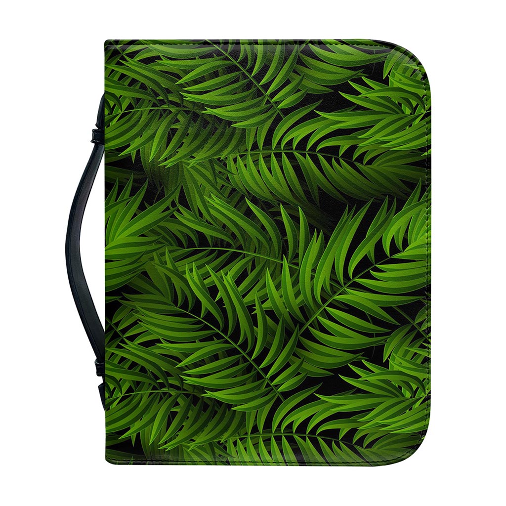 Night Tropical Palm Leaf Pattern Print Leather Bible Cover