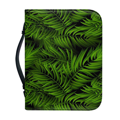 Night Tropical Palm Leaf Pattern Print Leather Bible Cover