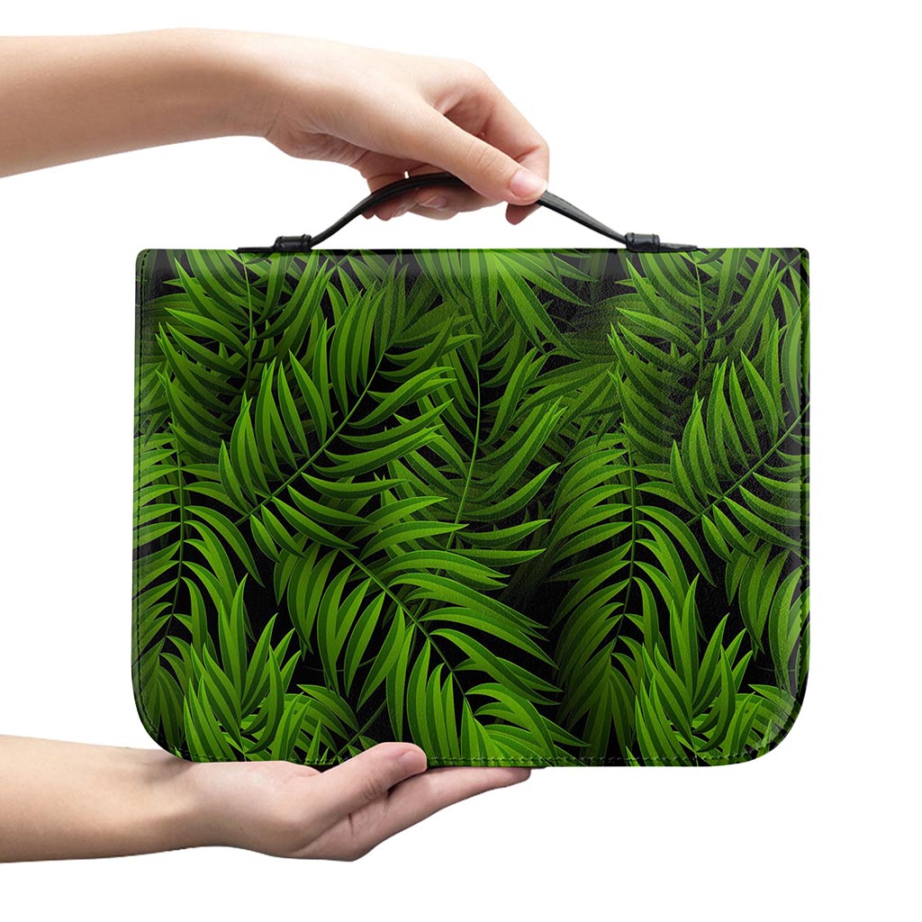 Night Tropical Palm Leaf Pattern Print Leather Bible Cover