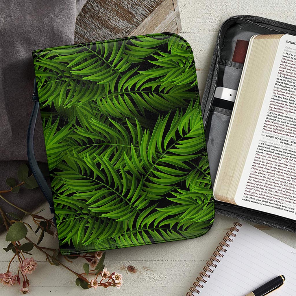 Night Tropical Palm Leaf Pattern Print Leather Bible Cover