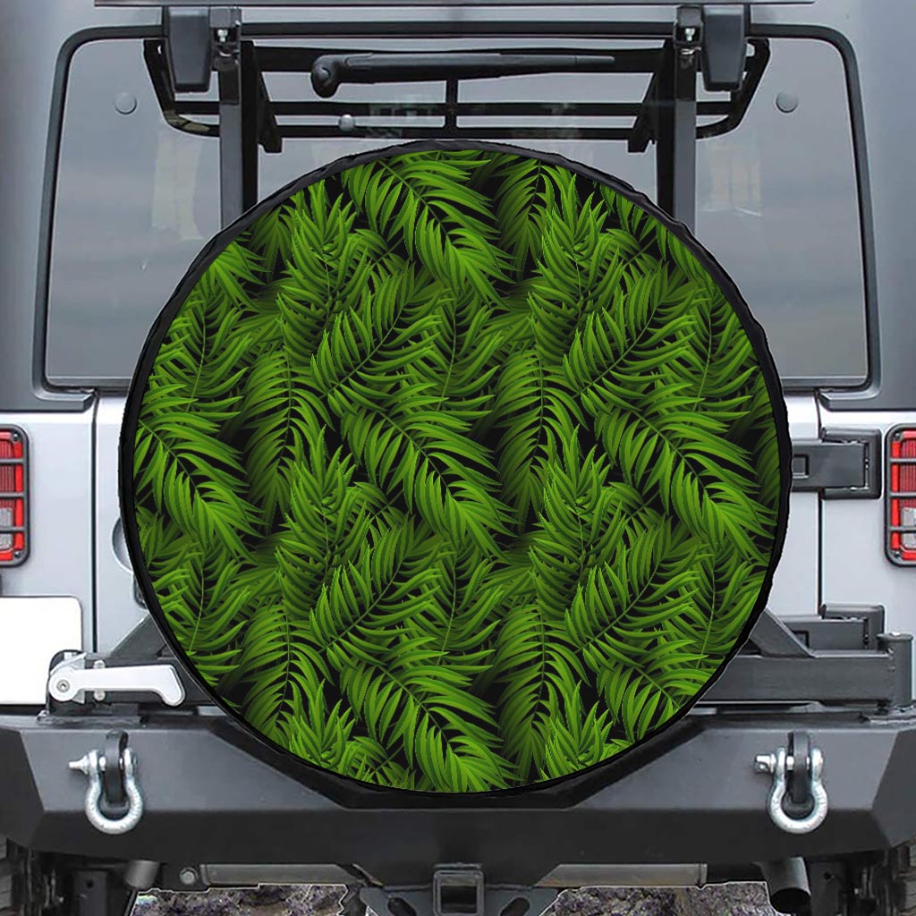 Night Tropical Palm Leaf Pattern Print Leather Spare Tire Cover