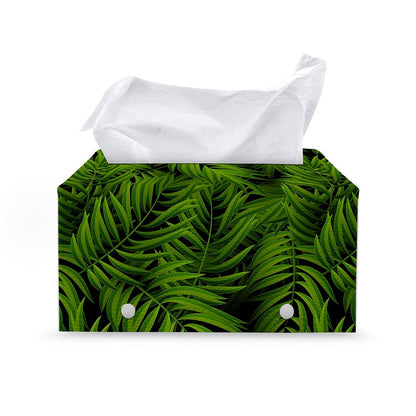 Night Tropical Palm Leaf Pattern Print Leather Tissue Box Cover