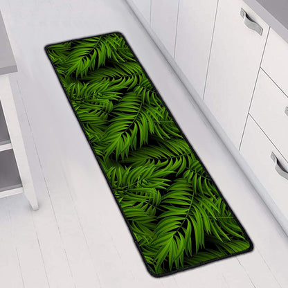 Night Tropical Palm Leaf Pattern Print Long Kitchen Mat