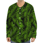 Night Tropical Palm Leaf Pattern Print Long Sleeve Baseball Jersey