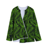 Night Tropical Palm Leaf Pattern Print Long Sleeve Short Coat