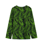 Night Tropical Palm Leaf Pattern Print Long Sleeve Short Coat