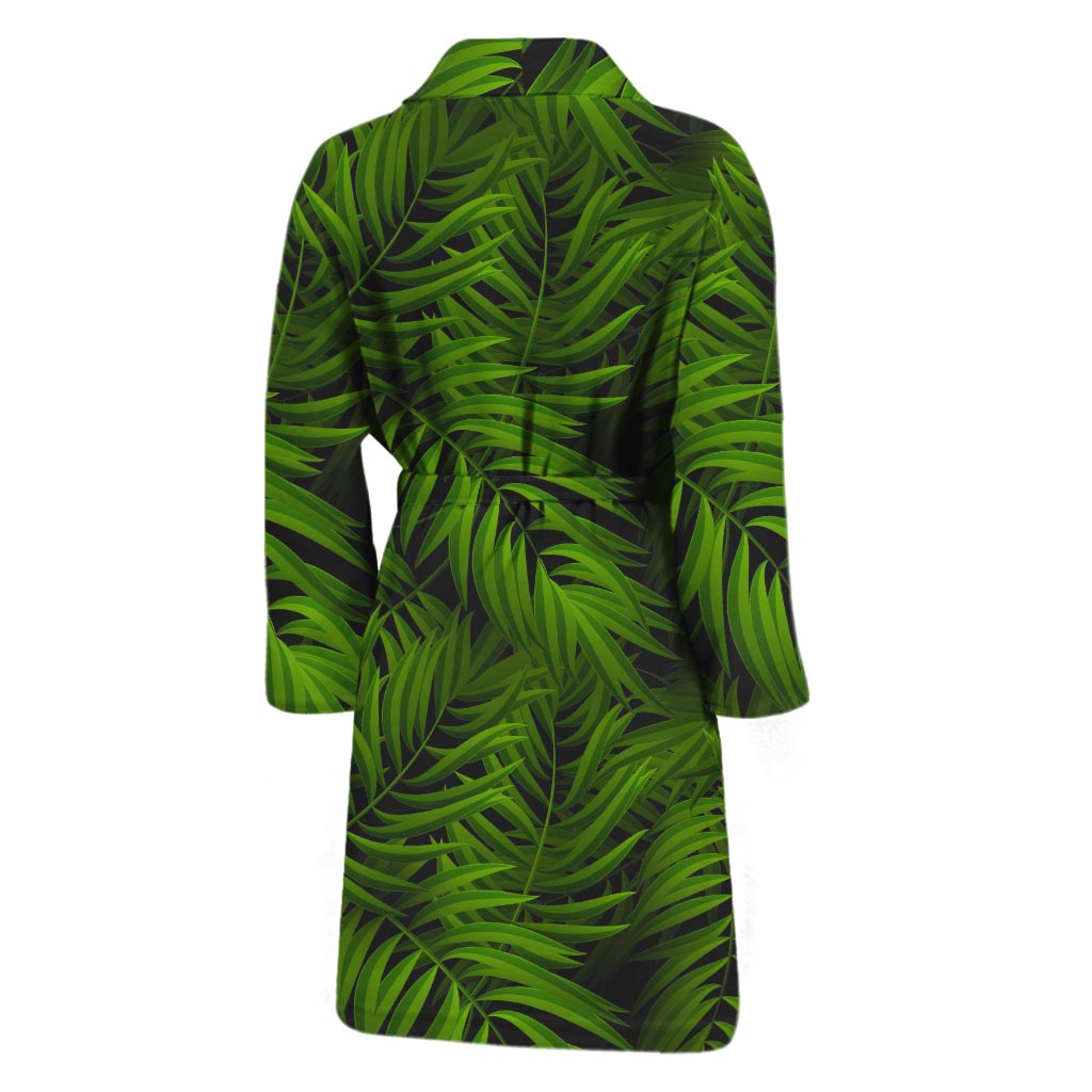 Night Tropical Palm Leaf Pattern Print Men's Bathrobe