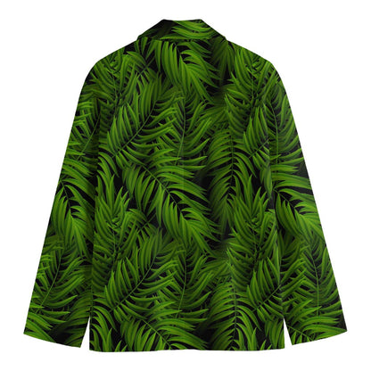 Night Tropical Palm Leaf Pattern Print Men's Blazer
