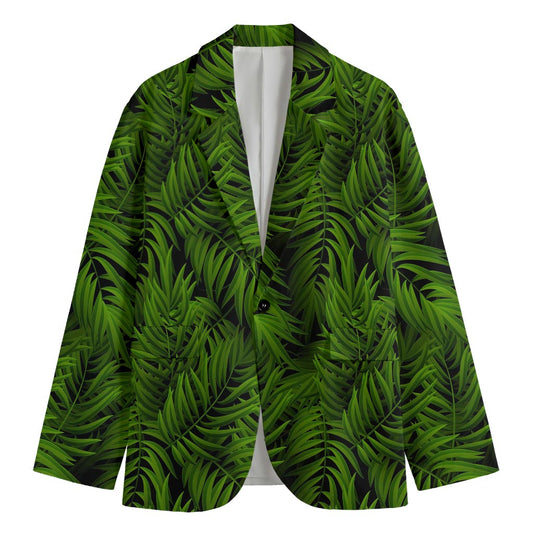 Night Tropical Palm Leaf Pattern Print Men's Cotton Blazer