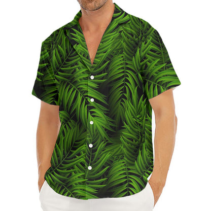 Night Tropical Palm Leaf Pattern Print Men's Deep V-Neck Shirt