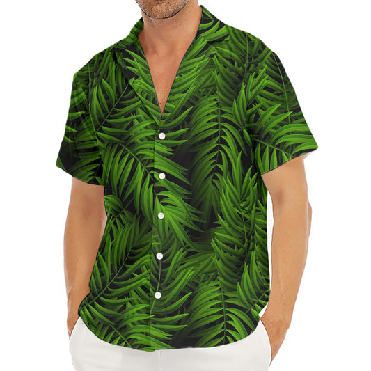Night Tropical Palm Leaf Pattern Print Men's Deep V-Neck Shirt