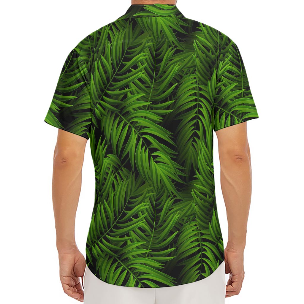 Night Tropical Palm Leaf Pattern Print Men's Deep V-Neck Shirt