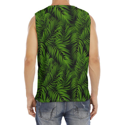 Night Tropical Palm Leaf Pattern Print Men's Fitness Tank Top