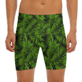 Night Tropical Palm Leaf Pattern Print Men's Long Boxer Briefs
