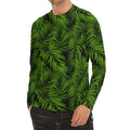Night Tropical Palm Leaf Pattern Print Men's Long Sleeve Rash Guard