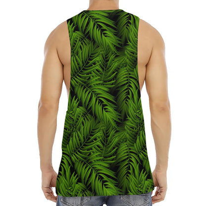 Night Tropical Palm Leaf Pattern Print Men's Muscle Tank Top