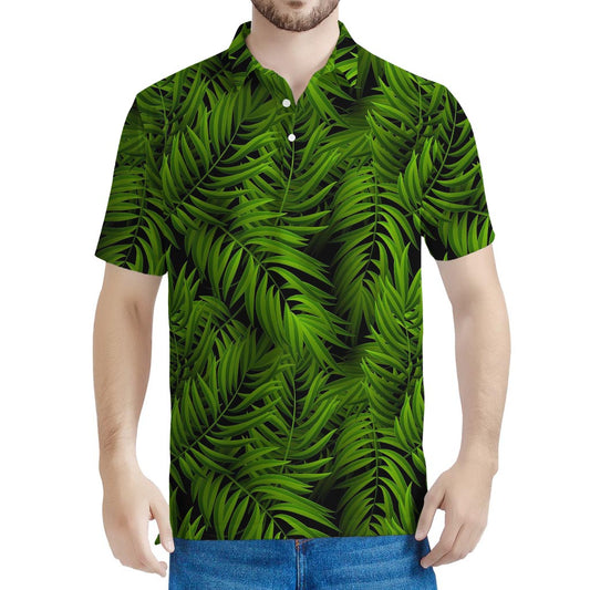 Night Tropical Palm Leaf Pattern Print Men's Polo Shirt