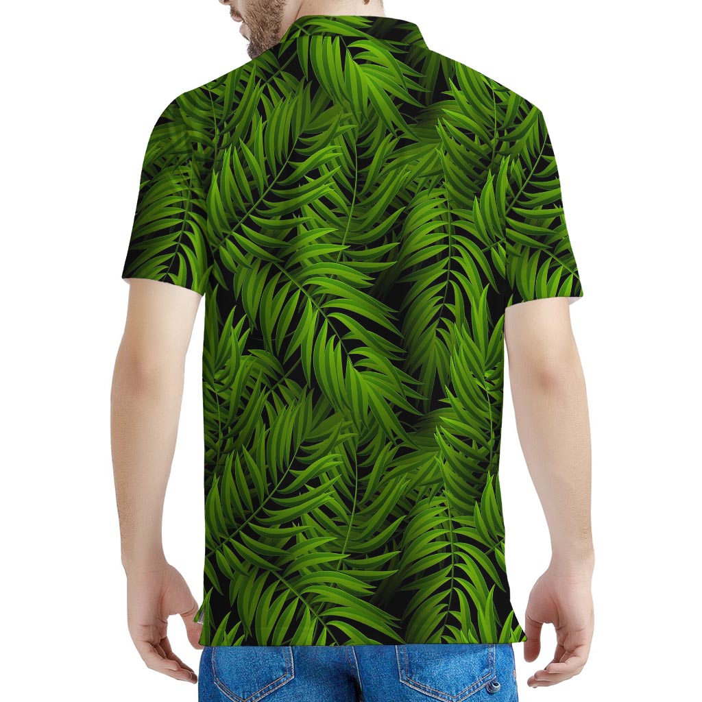 Night Tropical Palm Leaf Pattern Print Men's Polo Shirt