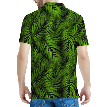 Night Tropical Palm Leaf Pattern Print Men's Polo Shirt