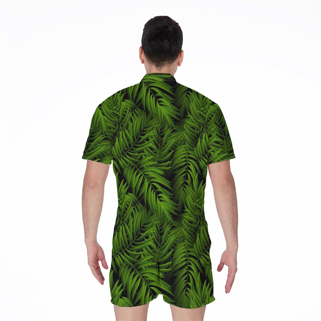 Night Tropical Palm Leaf Pattern Print Men's Rompers