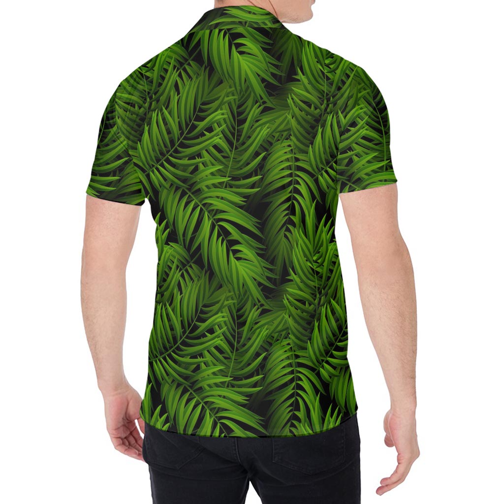 Night Tropical Palm Leaf Pattern Print Men's Shirt