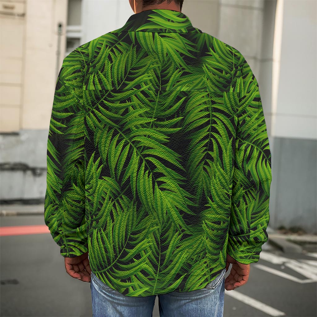 Night Tropical Palm Leaf Pattern Print Men's Shirt Jacket