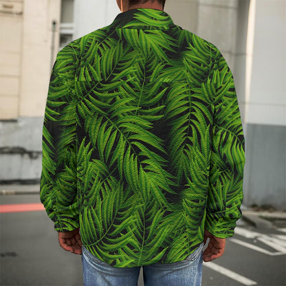 Night Tropical Palm Leaf Pattern Print Men's Shirt Jacket