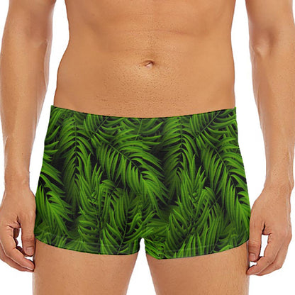 Night Tropical Palm Leaf Pattern Print Men's Short Boxer Briefs