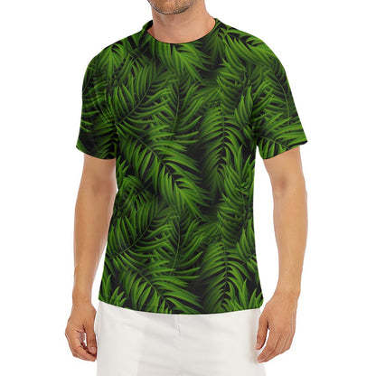 Night Tropical Palm Leaf Pattern Print Men's Short Sleeve Rash Guard