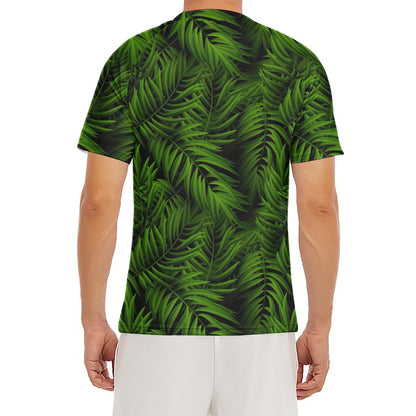 Night Tropical Palm Leaf Pattern Print Men's Short Sleeve Rash Guard