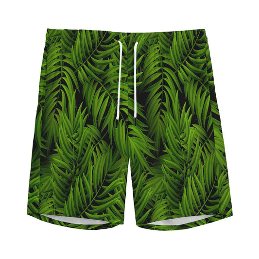 Night Tropical Palm Leaf Pattern Print Men's Sports Shorts