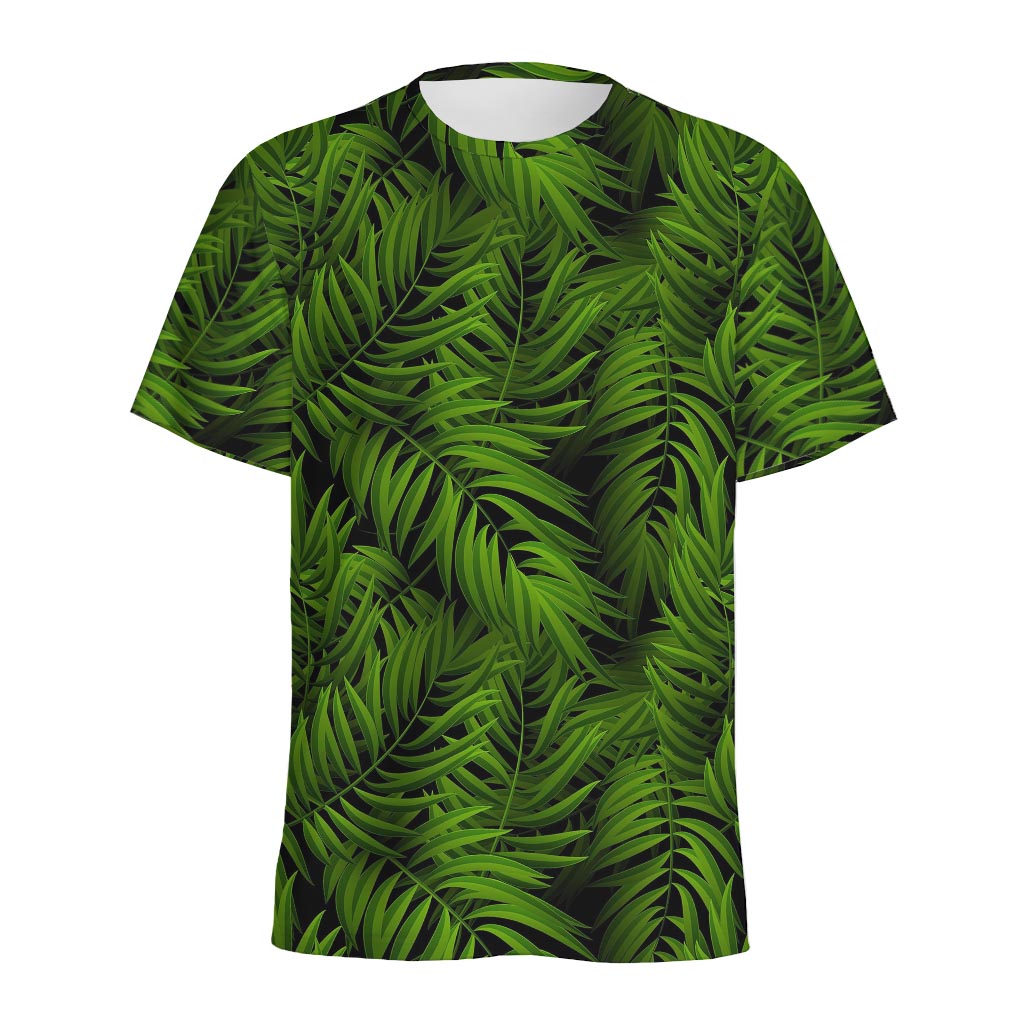 Night Tropical Palm Leaf Pattern Print Men's Sports T-Shirt