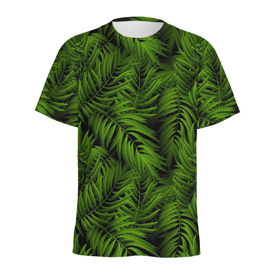 Night Tropical Palm Leaf Pattern Print Men's Sports T-Shirt