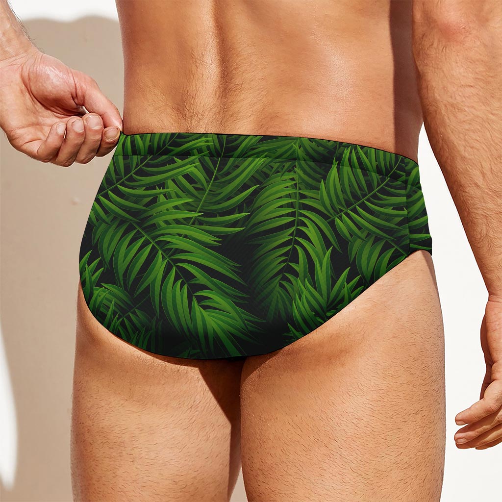 Night Tropical Palm Leaf Pattern Print Men's Swim Briefs