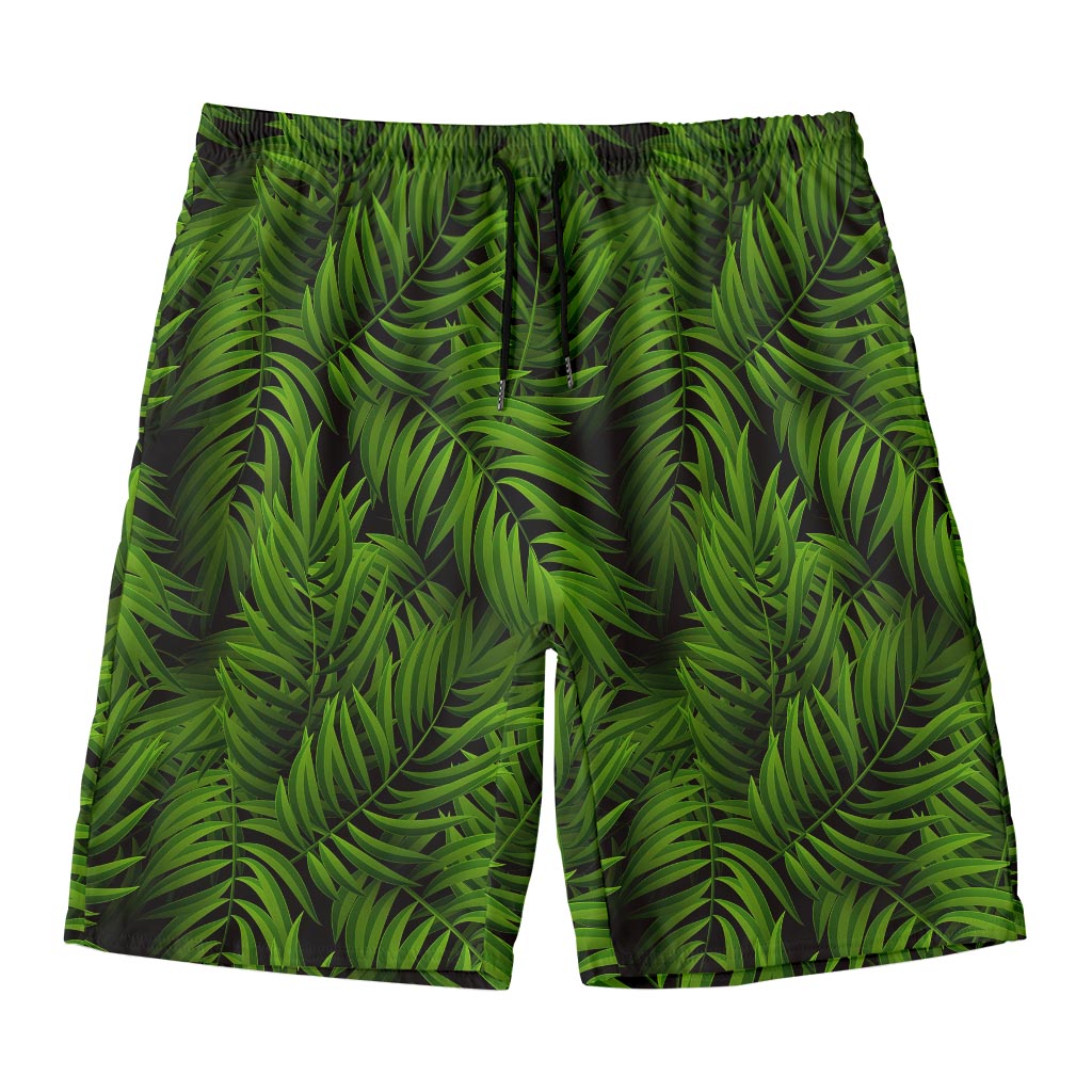 Night Tropical Palm Leaf Pattern Print Men's Swim Trunks